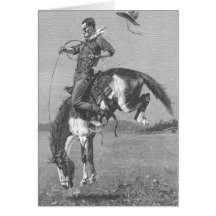 Bronco s'opposant par Remington, cowboy vintage Carte