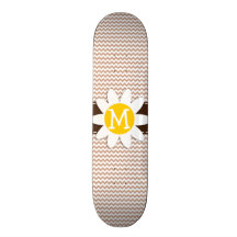 Brown Chevron Pattern; Daisy Custom Skate Board