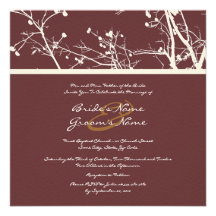 Brown et faire-part de mariage blanc d'arbre d'hiv