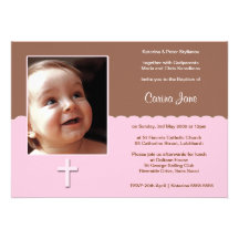 Brown et invitations roses de baptême