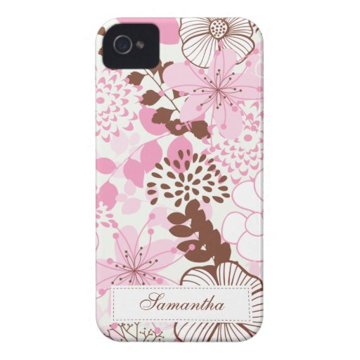 Brown et jardin rose de ressort coques Case-Mate iPhone 4