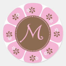 Brown et monogramme rose M Adhésif Rond