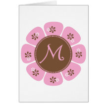 Brown et monogramme rose M Carte De Vœux