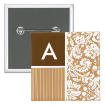 Brown, motif bronzage de damassé badges avec agrafe