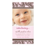 (Brown/rose) faire-part de naissance floral fleuri Cartes De Vœux Avec Photo