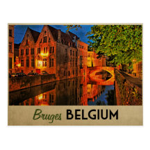 Bruges Belgique la nuit Cartes Postales