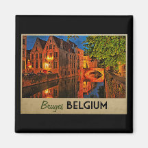 Bruges Belgique la nuit Magnets Pour Réfrigérateur