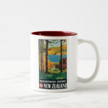 Bruits de Marlborough, affiche de voyage de la Nou Mugs