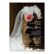 Brunch rose de mariage de courrier de pays cartons d'invitation personnalisés