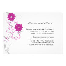 Budding Romance in Fuchsia Wedding Insert Invitations