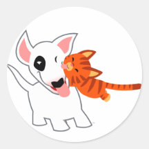 Bull-terrier de bande dessinée et autocollant mign