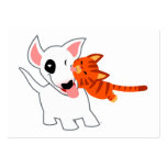 Bull-terrier de bande dessinée et carte du chaton  cartes de visite