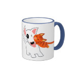 Bull-terrier de bande dessinée et tasse mignons de tasses