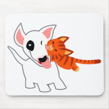 Bull-terrier et chaton mignons Mousepad de bande d Tapis De Souris