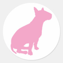 Bull-terrier se reposant (rose) autocollants ronds