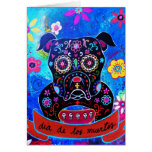 Bulldog Dia de los Muertos Painting Carte De Vœux