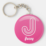 Bulle rose de la lettre J de Keychain Porte-clé