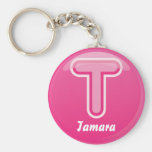 Bulle rose de la lettre T de Keychain Porte-clef