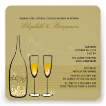 Bulles de Champagne d'or épousant la douche de cou Faire-parts