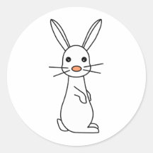 Bunbun - lapin blanc mignon autocollants ronds