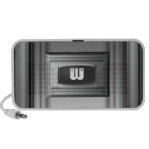 Bureau masculin de monogramme argenté en métal haut-parleur ordinateur portable