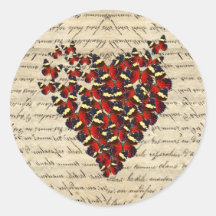 Butterfies vintages romantiques autocollants ronds