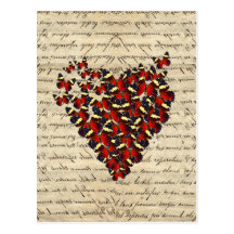 Butterfies vintages romantiques carte postale