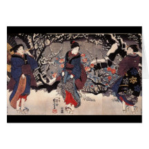 C. de peinture japonais 1800's carte de vœux