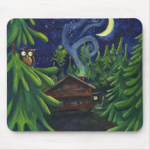 cabine dans les bois tapis de souris