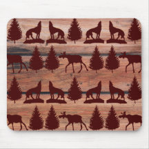 Cabine de montagne de région sauvage de loup d'ori tapis de souris