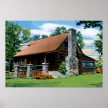 Cabine de rondin de Branson Missouri Circa 1920 Posters