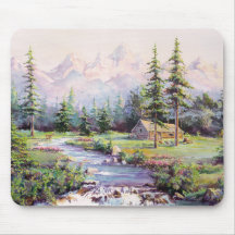 CABINE de RONDIN de MONTAGNE par SHARON SHARPE Tapis De Souris