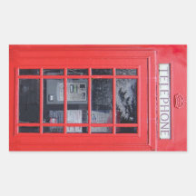 Cabine téléphonique rouge de Londres Stickers En Rectangle