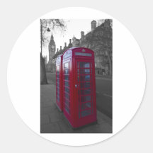 Cabine téléphonique rouge de Londres Autocollant Rond