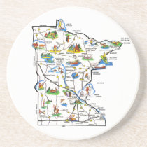 Caboteur de carte du Minnesota dessous de verres