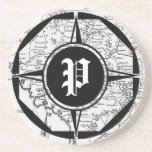 Caboteur historique de grès de carte de monogramme dessous de verre