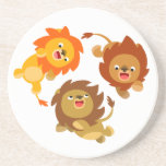 Caboteur léger mignon de lions de bande dessinée dessous de verres