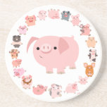 Caboteur mignon de mandala de porcs de bande dessi dessous de verre