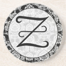 Caboteur personnalisé par monogramme noir de damas dessous de verre