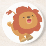 Caboteur sautant mignon de lion de bande dessinée dessous de verres