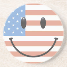 Caboteur souriant de visage de drapeau patriotique dessous de verre