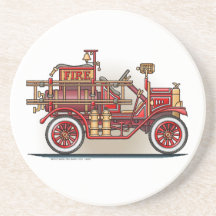 Caboteur vintage de camion de pompiers dessous de verre