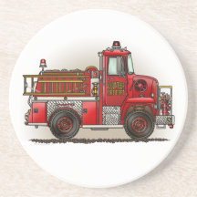 Caboteur volontaire de camion de pompiers dessous de verre