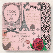 Caboteurs roses vintages de collage de Paris Sous-bock