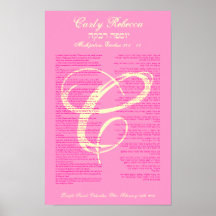 Cadeau d'art de bat mitzvah de partie de Carly Reb Affiche