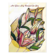 Cadeau de célébration de bouquet de lis cartes postales