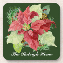 Cadeau de cône de pin de poinsettia de Noël person Dessous-de-verre