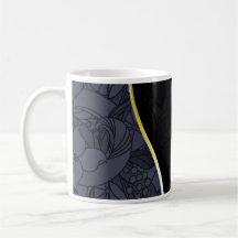 Cadeau de mariage floral noirâtre et gris tasse