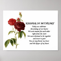 Cadeau de poème d'amour d'anniversaire du gardien  poster