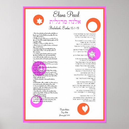 Cadeau encadré d'art de bat mitzvah de partie de T Affiche